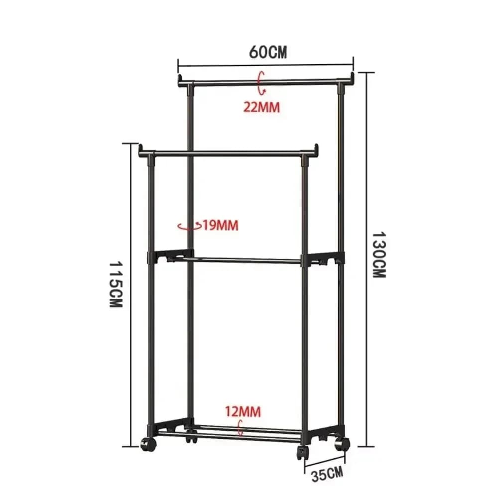 Porte-manteau mobile Double étagère à vêtements tige Simple vêtements sur pied chambre cintres de so