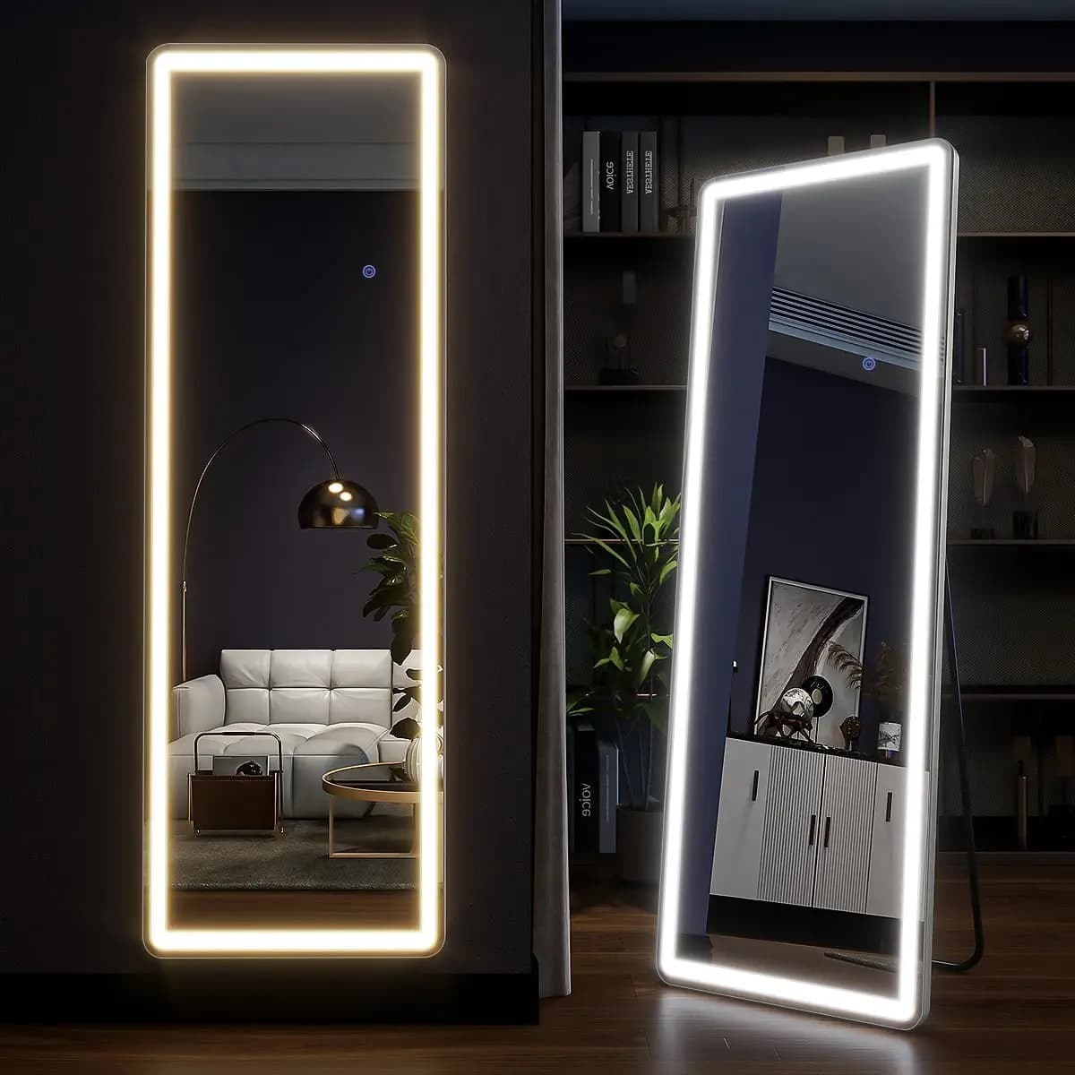 Miroir pleine longueur 63 "x 20" avec lumières, miroir LED pleine longueur, miroir de sol éclairé av