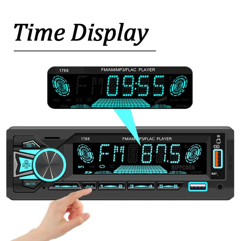 Hippcron autoradio 1din Srereo lecteur MP3 Bluetooth récepteur FM avec télécommande AUX/USB/TF prise