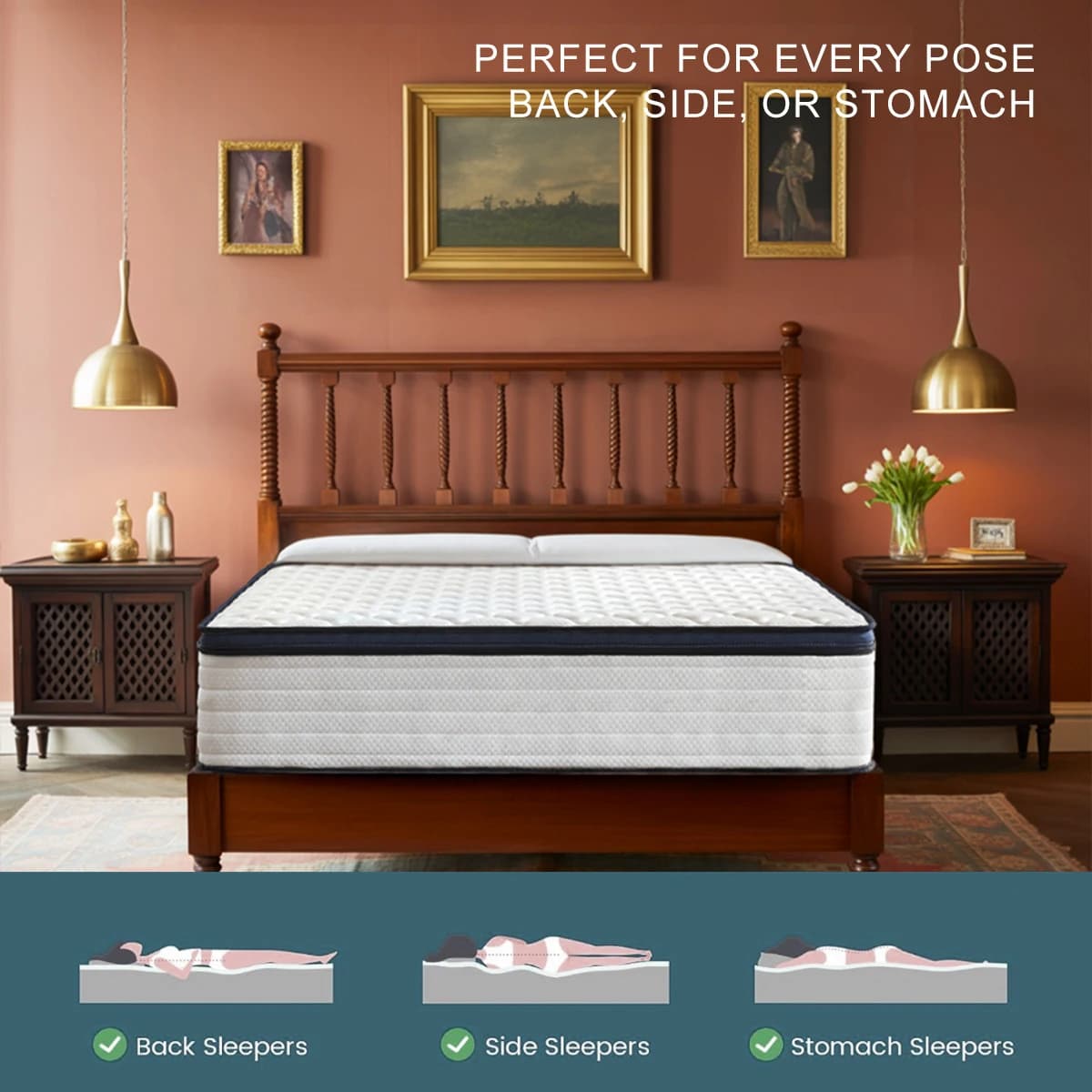 Matelas Queen Size 10/12/14 pouces, matelas hybride, ferme moyenne pour le soulagement de la pressio