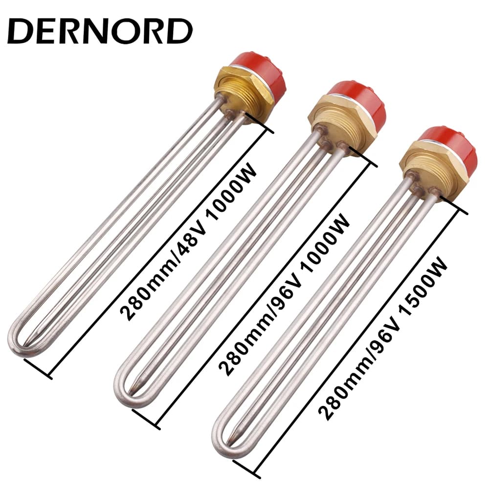 DERNORD 48v 96v avec Thermostat élément chauffant tubulaire DC SUS304 250W/450W/1000W/1500W DN32 cha