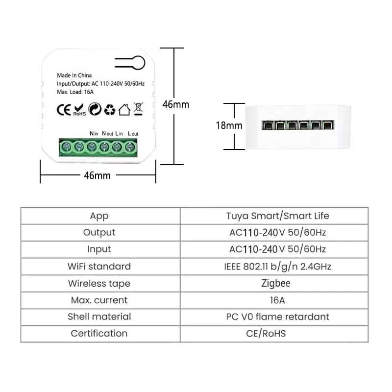 Module de commutation de prise ZigBee, mini-interrupteur intelligent avec moniteur d'énergie, minute