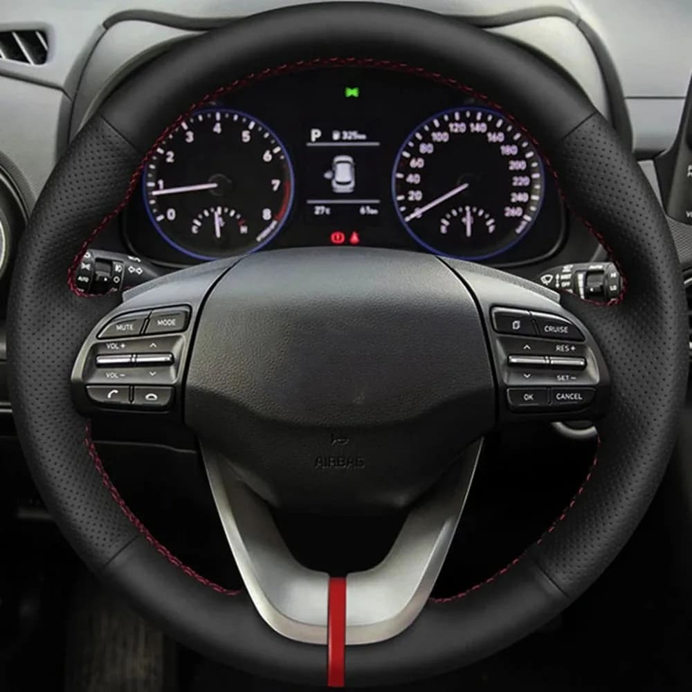 Juste de volant en similicuir noir pour Hyundai Veloster, accessoires de voiture bricolage, 2019-202