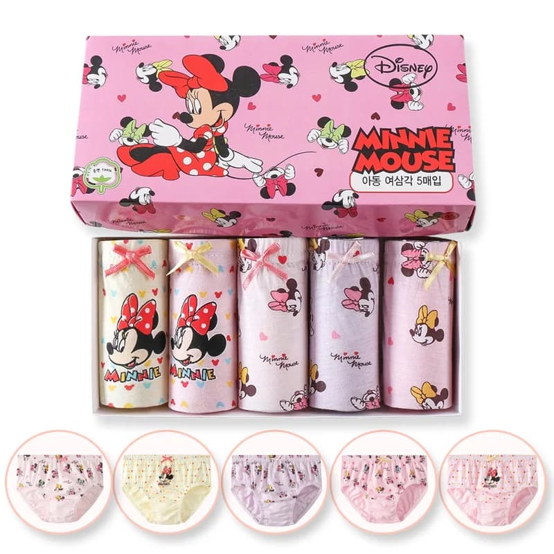 Lot de 5 paquets de sous-vêtements pour enfants avec dessin de Mickey, Culottes douces en coton pour