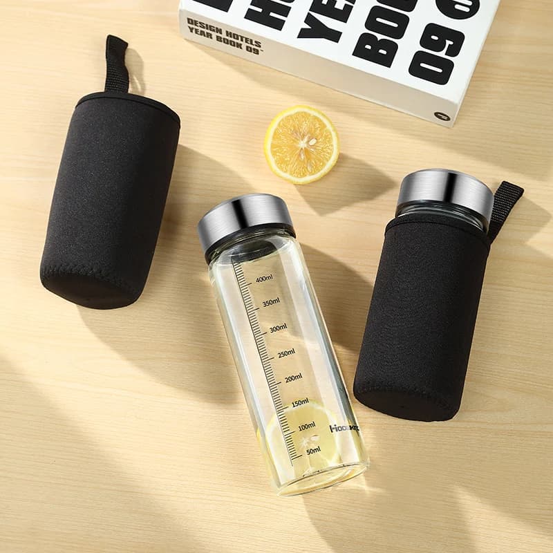 Bouteille d'eau en verre Portable, bouteille de lait chaud, tasse graduée avec couvercle, tasse de t