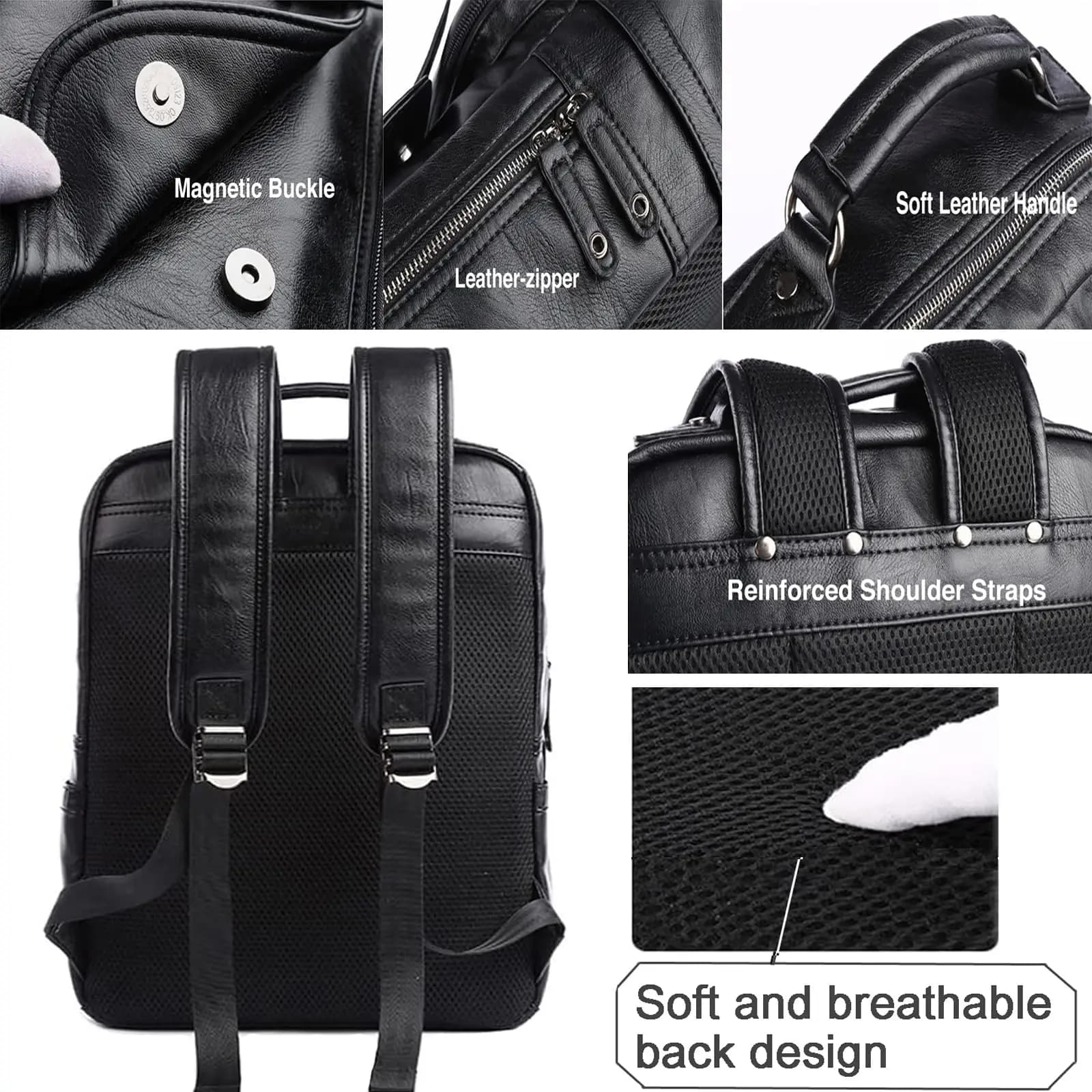 MOYYI-Sac à dos en cuir pour ordinateur portable pour homme, sac à dos de voyage étanche, sac d'affa