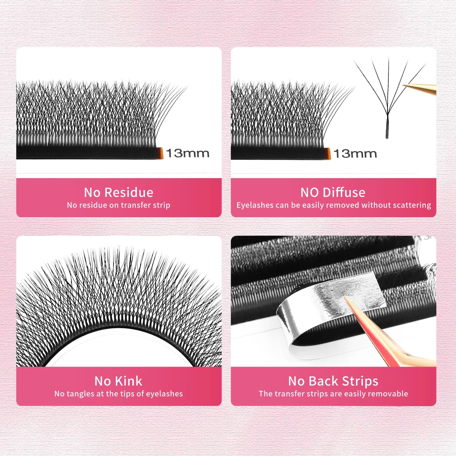 XIUSUZAKI 5 plateaux/lot 5DW Extensions de cils noir mat en forme de W ventilateurs de Volume préfab