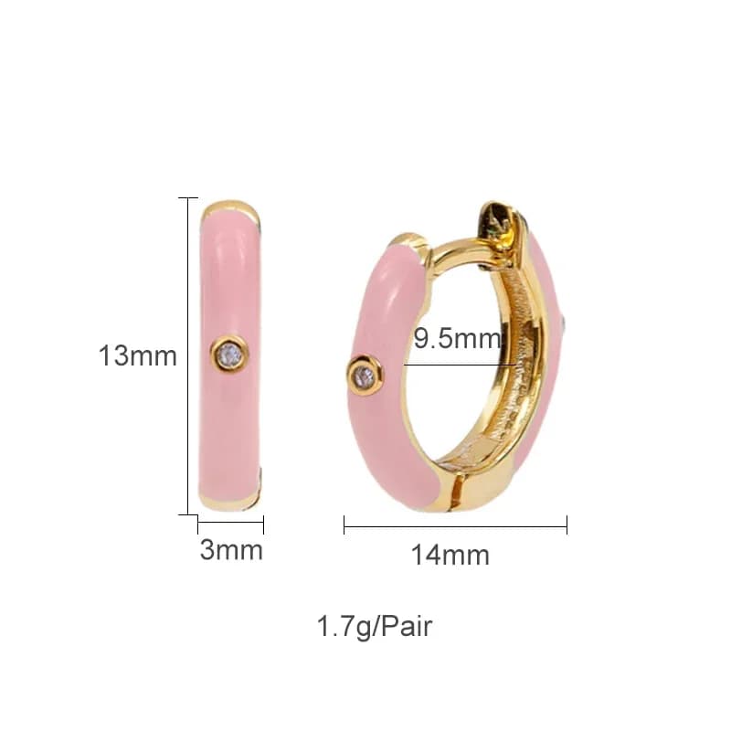 CRMYA – boucles d'oreilles créoles à Clip couleur or pour femmes, Piercing en émail Zircon CZ, ensem