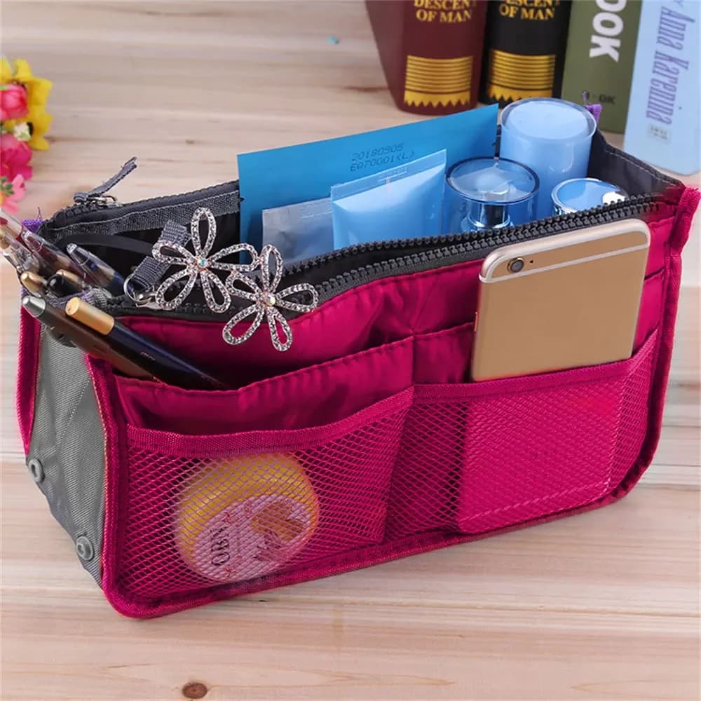 Sac à main de voyage pliable en nylon pour femme, sac à cosmétiques, fourre-tout de maquillage, doub