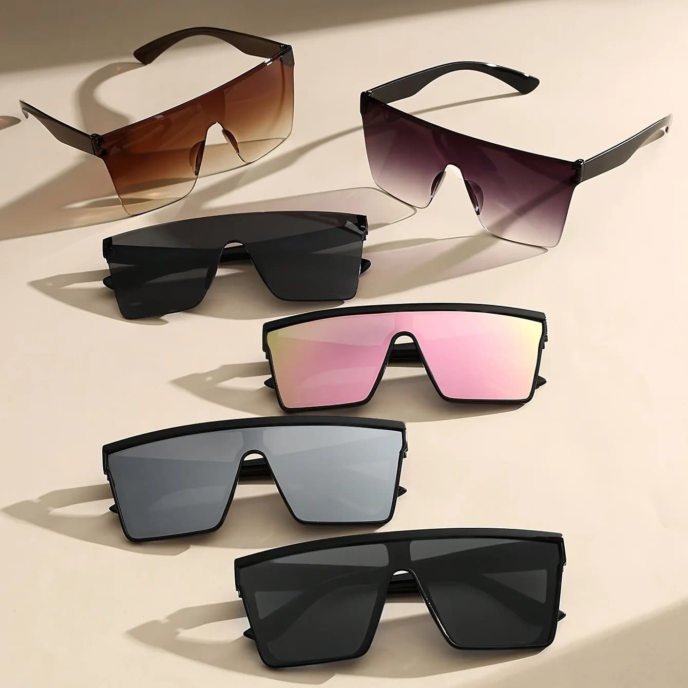 Lunettes de soleil une pièce à monture surdimensionnée pour hommes et femmes, accessoire d'intérieur