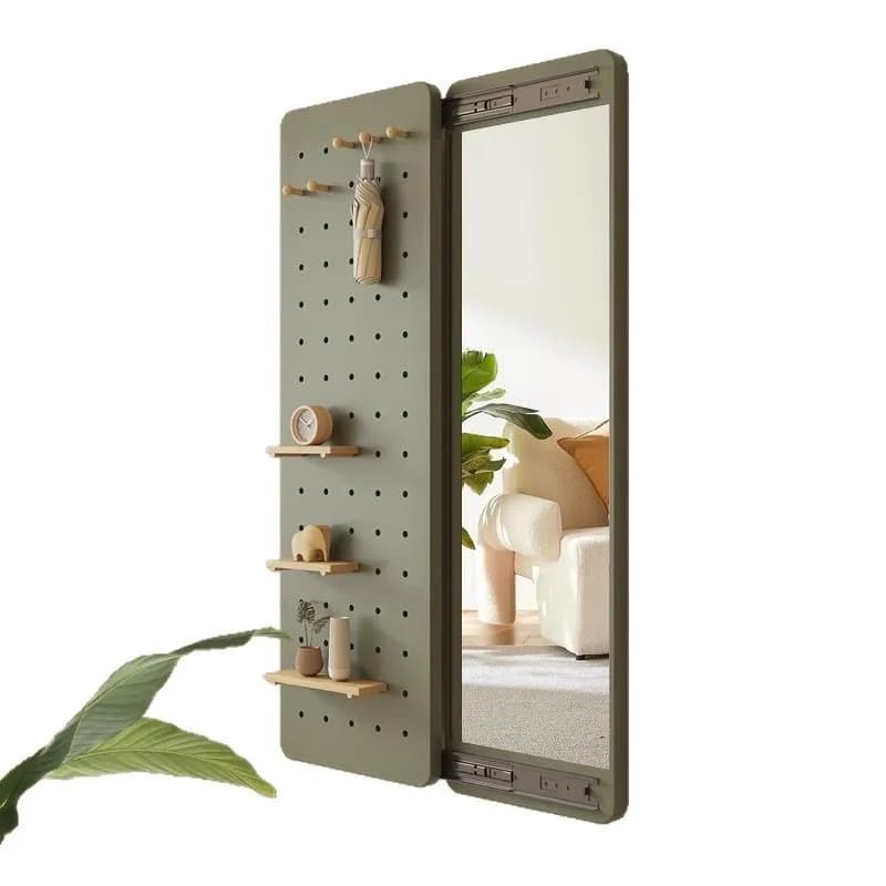 Miroir de dressing en bois massif perforé, invisible, push-pull, miroir complet du corps, rangement 