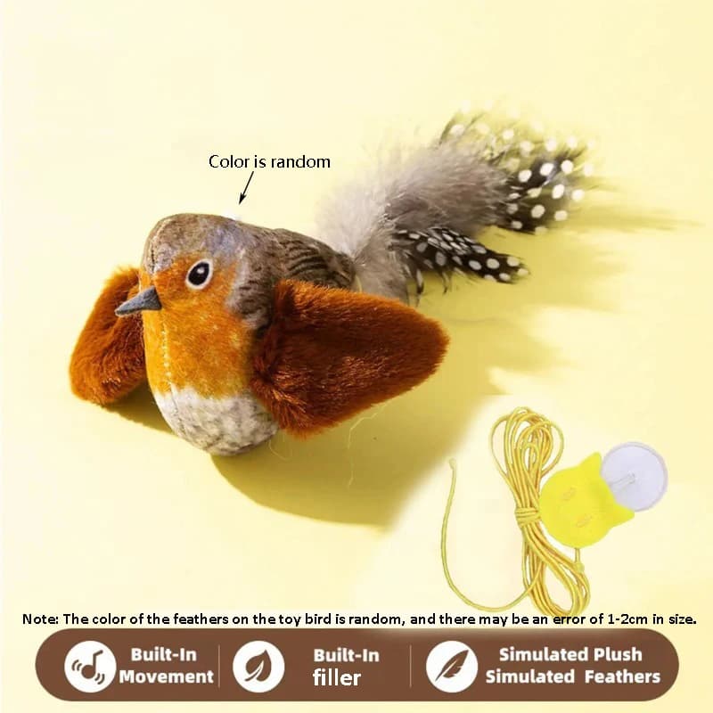 Jouet pour chat qui imite le chant d'oiseaux pour l'amuser, avec corde élastique pour soulager l'enn