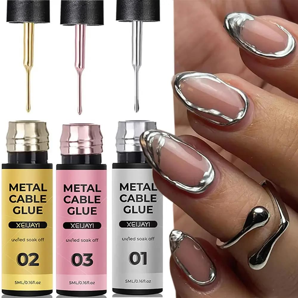 Vernis à ongles en Gel métallique Super brillant, 5/7/8ml, argent/or/Rose, miroir, Semi-Permanent, U