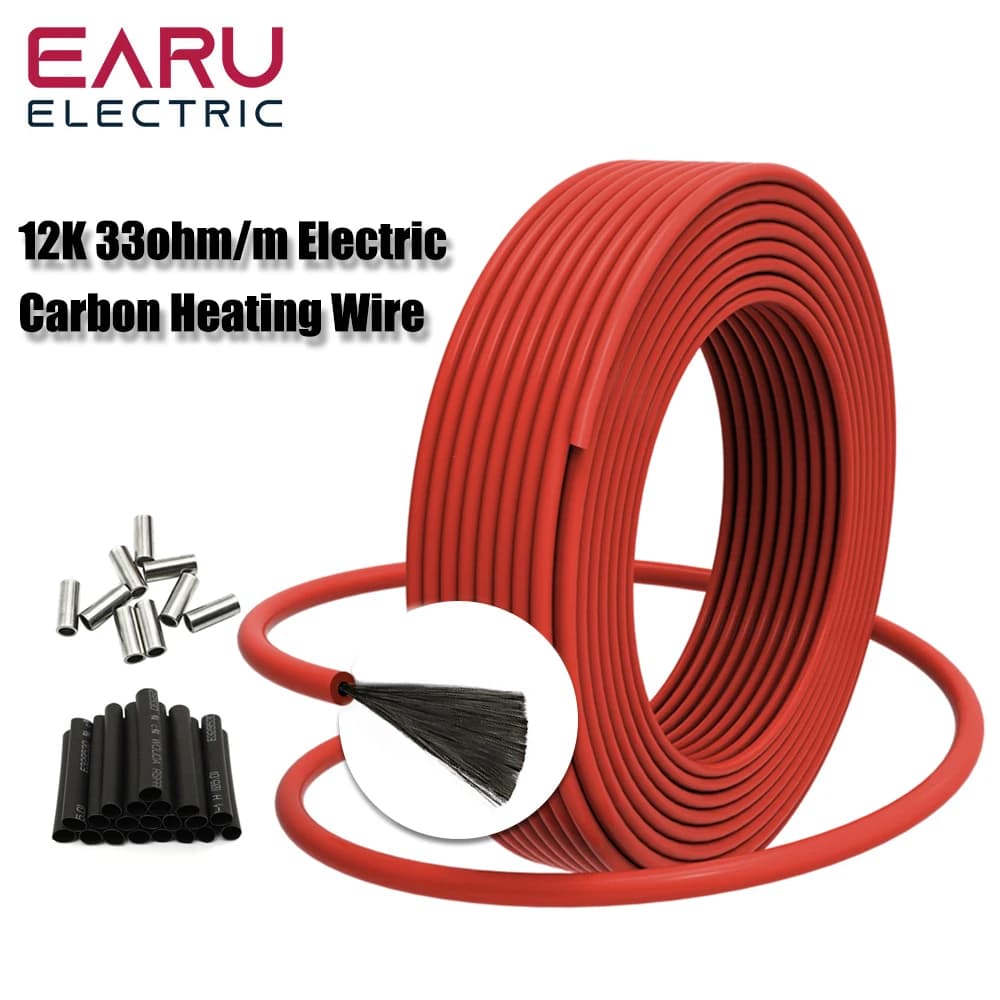 Câble de sol chaud infrarouge de 50 à 200 mètres, 12K, 33ohm/m, bobine de fil chauffant électrique a