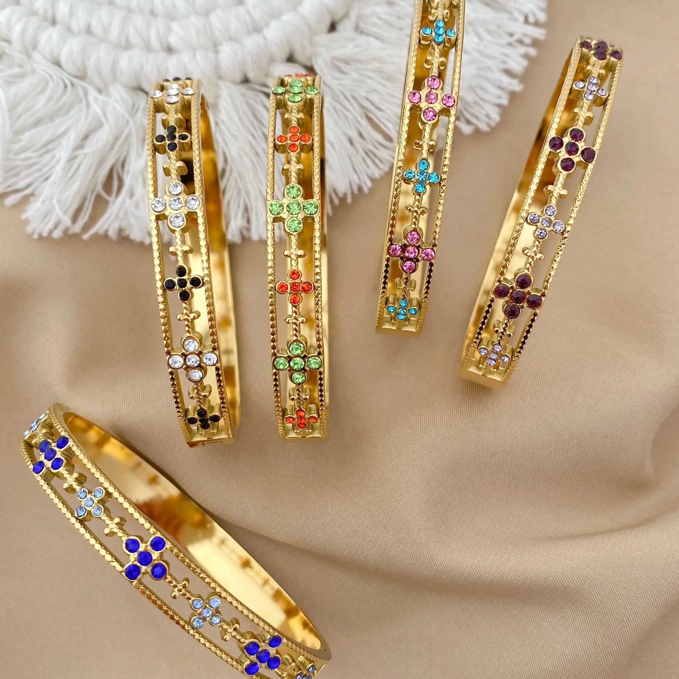 Bracelets de luxe populaires en acier inoxydable, tendance, de haute qualité, incrustés de Zircon co