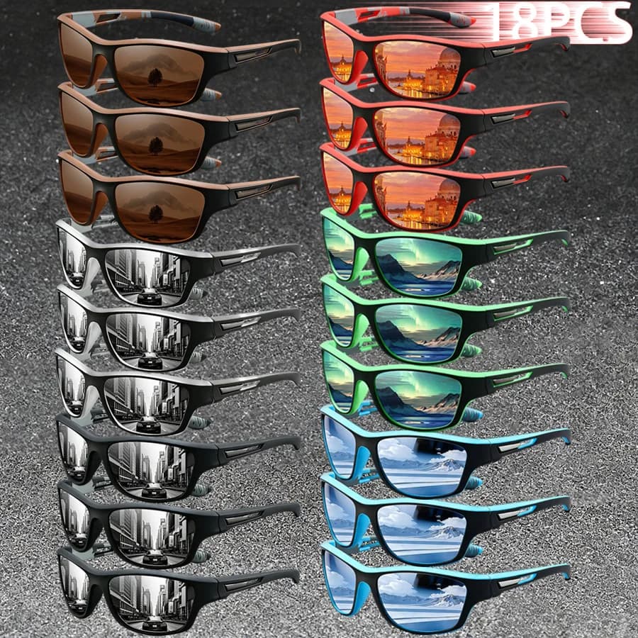 18 Paires de Lunettes de Soleil Sport Vintage Tendance avec Monture Camouflage pour Hommes et Femmes