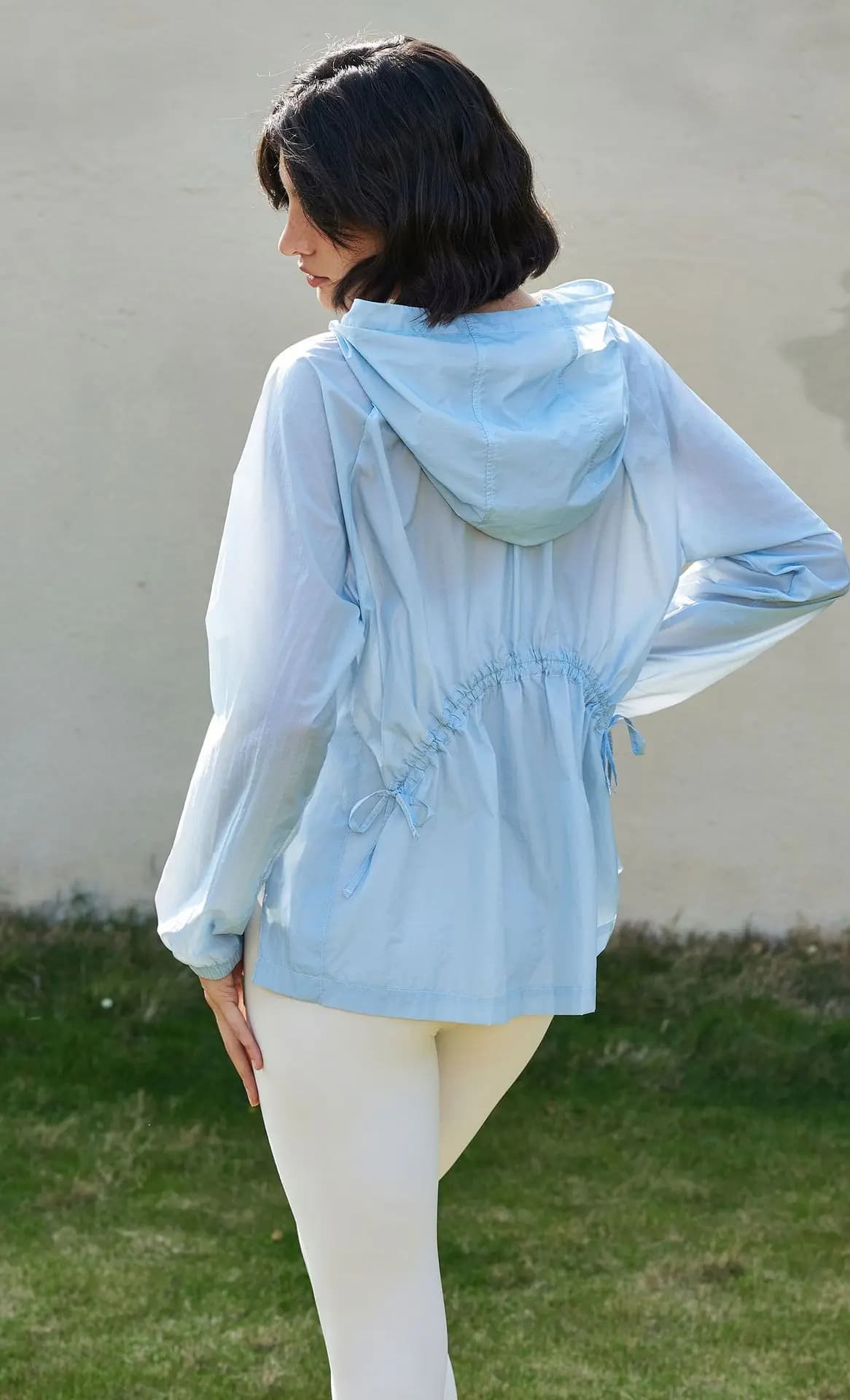 Veste de sport à capuche mince pour femmes, haut décontracté à glissière avec cordon de serrage, man