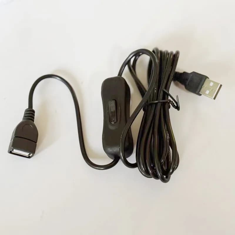 Câble d'extension USB mâle à femelle de 2M, avec interrupteur marche/arrêt, cordon d'extension USB 2