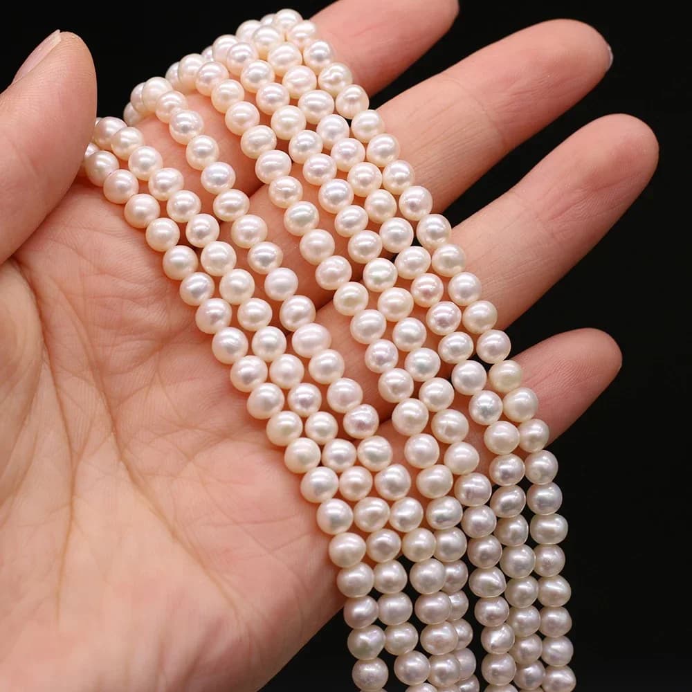 Perles d'Eau Douce Naturelles Blanches AAA + de 4 à 5mm, Perles Rondes d'Espacement pour Bijoux de B