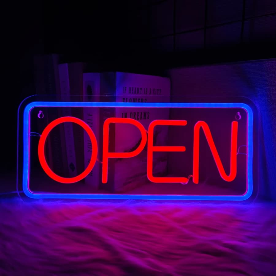 Enseigne au néon ouverte, grande lampe professionnelle alimentée par USB, utilisée pour la décoratio
