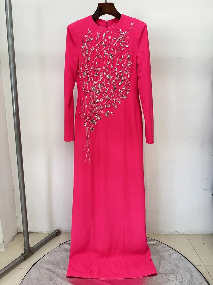 HIGH STREET Nouvelle Collection 2026 Robe Longue de Soirée Formelle pour Femme, Manches Longues, Orn