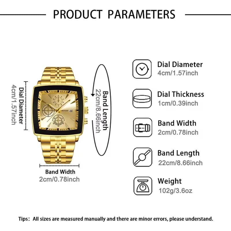 Montre-bracelet à Quartz pour hommes, cadran carré de luxe, mode en acier inoxydable, montres d'affa
