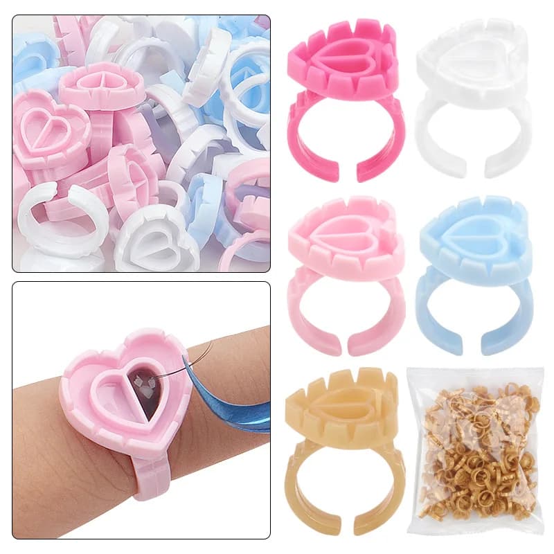 AILEISHI 100 pièces jetable cils colle ventilateur tasse anneaux support conteneur tatouage Pigment 