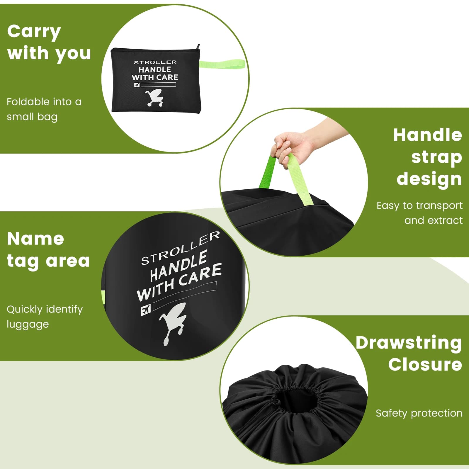 Sac de rangement pour poussette, pour bébé, avion, voyages sur route, housse de poussette, sac anti-