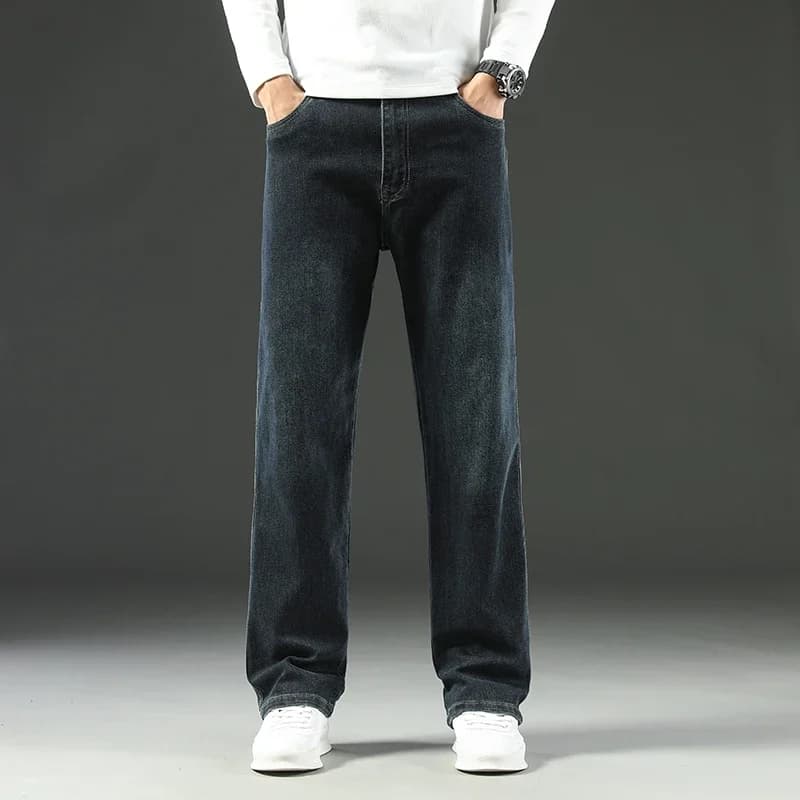 Jeans baggy droit à jambes larges pour hommes, pantalons décontractés d'affaires, vêtements de marqu