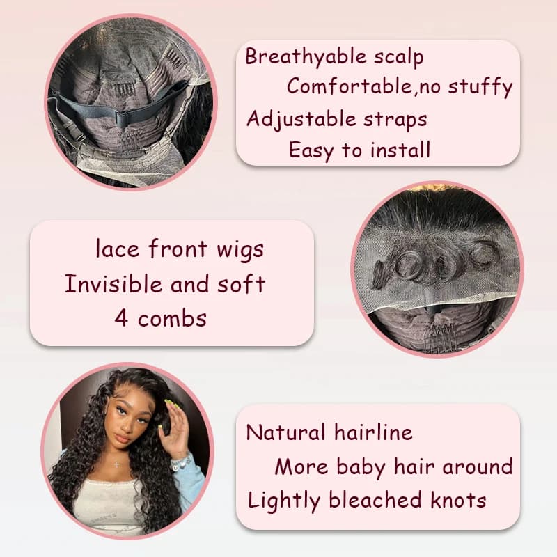 Perruque Lace Front Wig ondulée naturelle, cheveux bouclés, 13x6, pre-plucked, avec baby hair, pour 
