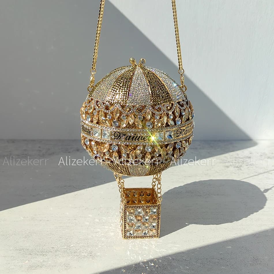 Alizekerr sacs de soirée en cristal en forme de ballon à Air chaud femmes de luxe chic Unique strass