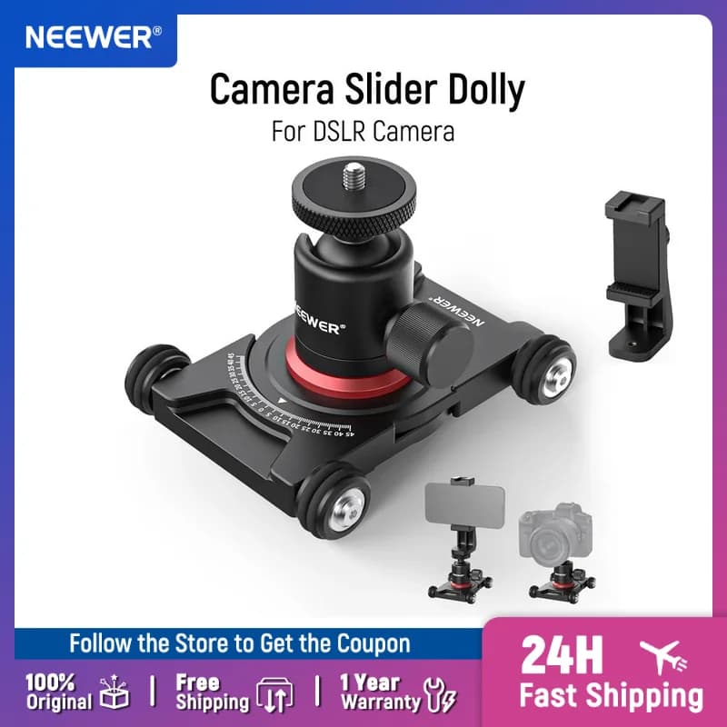 NEEWER caméra curseur Dolly avec tête sphérique pince de téléphone 4 roues table Dolly patineur manu