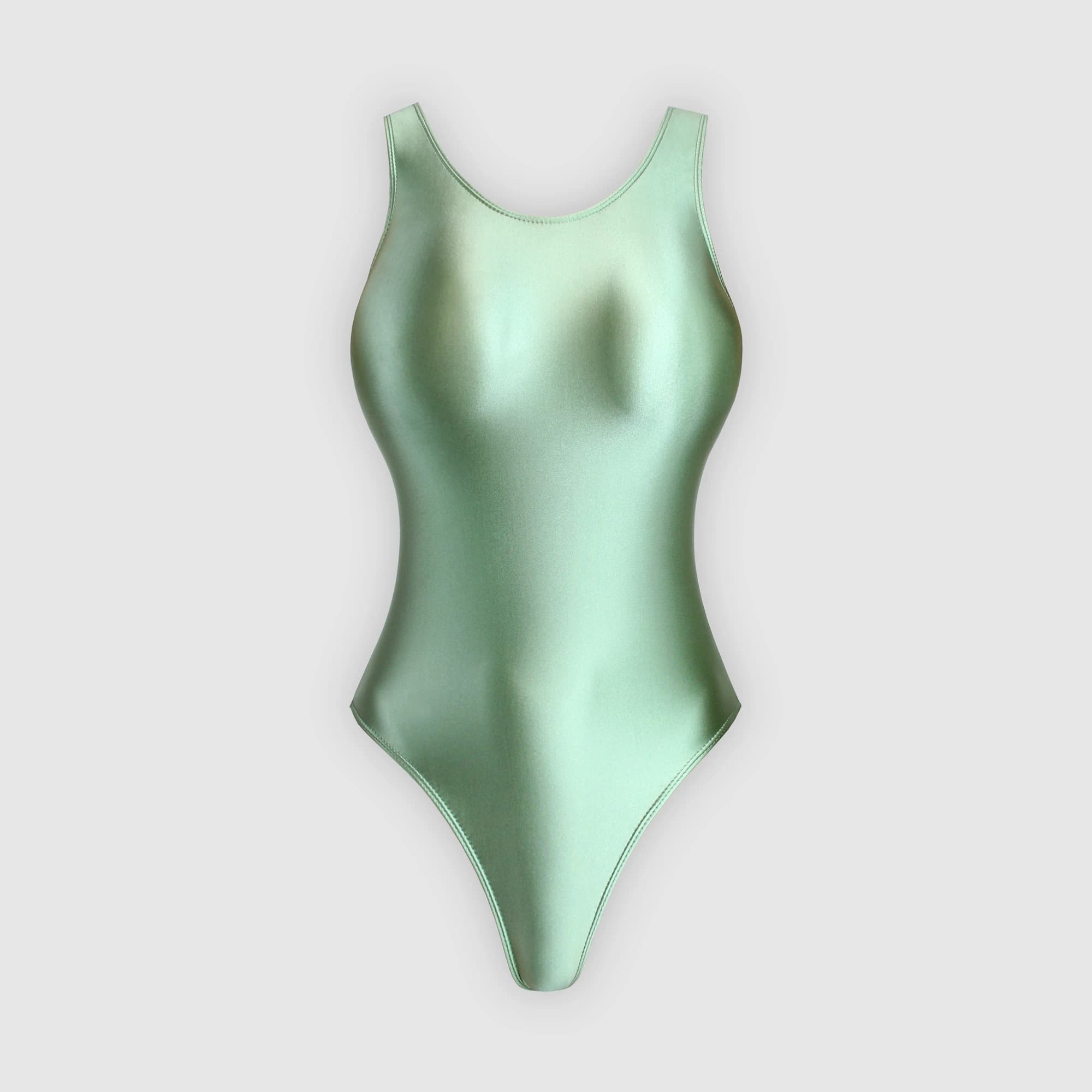 Maillot de bain brillant en satin XClocKNYoung, justaucorps brillant en satin, maillot de bain une p