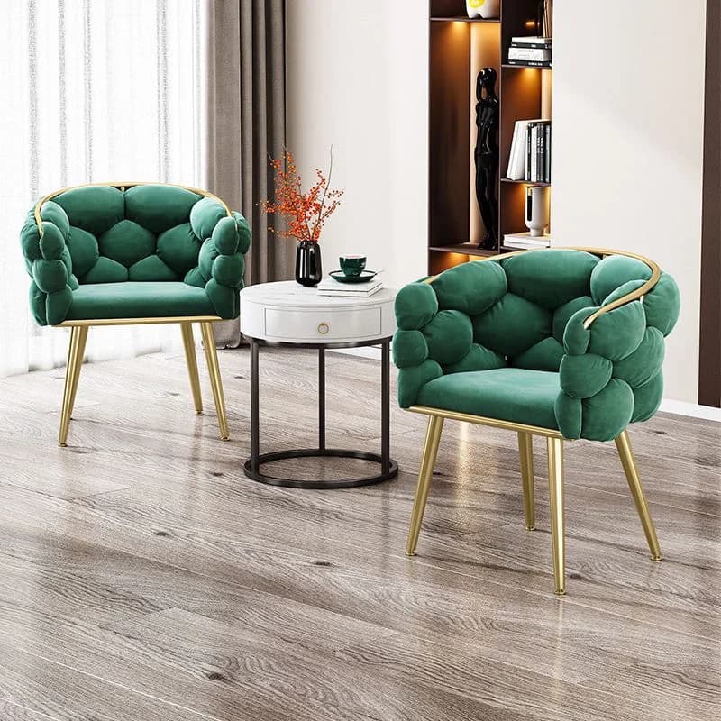 Formwell Loisirs Canapé simple Fauteuil en velours avec pieds dorés Chaise de maquillage avec rembou