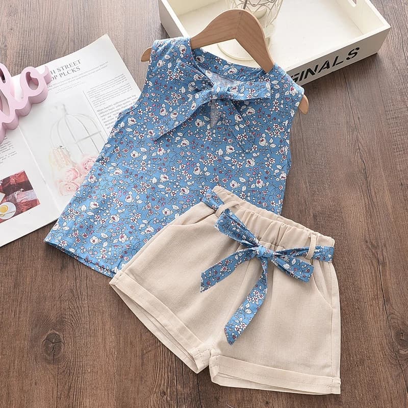 Vêtements d'été pour bébés filles, gilet sans manches et short, 2 pièces/ensembles, vêtements pour t