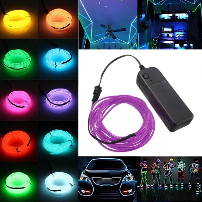 3V 5V 12V 2M/3M/5M néon danse fête décor lumière néon lampe à LED Flexible EL fil corde Tube LED éta