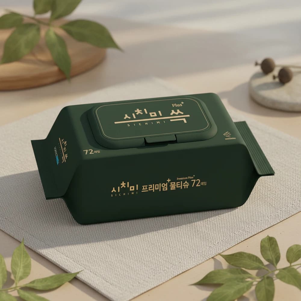 Sichimi-Lingettes à support vert pour bébé, capuchon de qualité supérieure, gaufrage MooG, 72 paquet