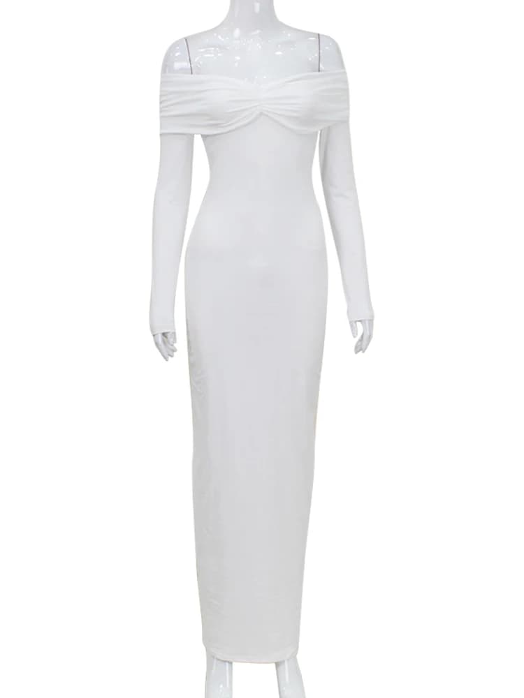 Ahagaga-Robe longue à plis solides pour femmes, mode, sexy, dos nu, manches longues, décontractée, s