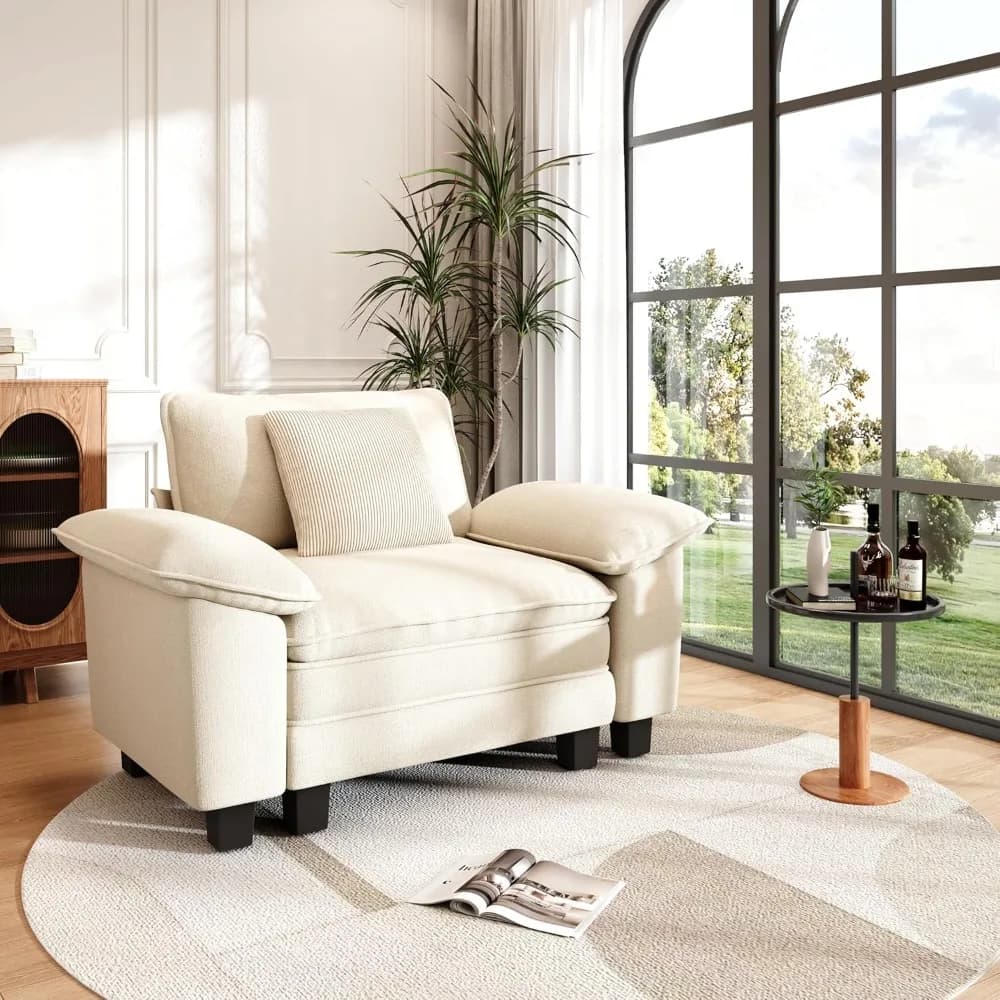 Canapé simple surdimensionné avec siège profond, fauteuil de lecture rembourré en nuage, chaise de c