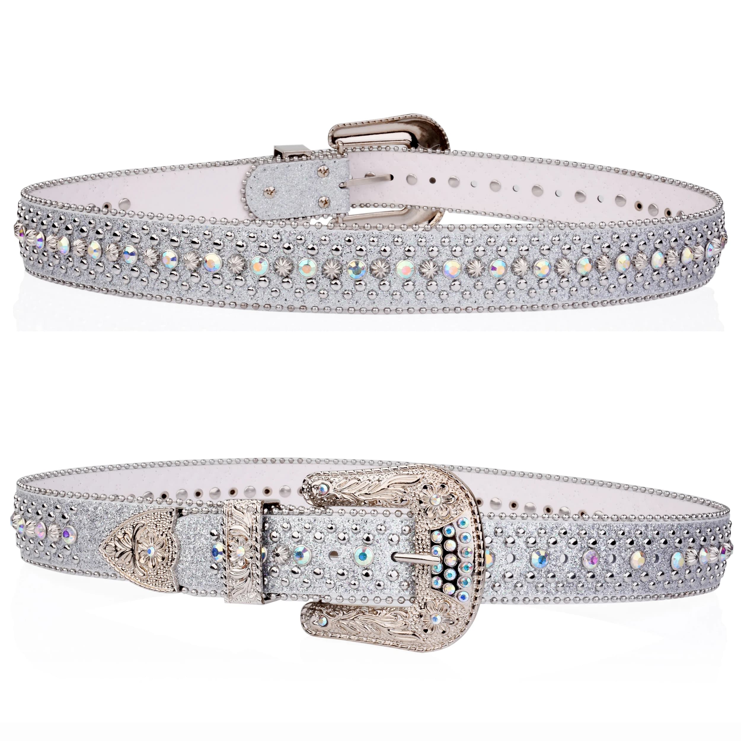 Ceinture Punk rock pour femmes, strass de luxe, bouton brillant, décorée en PU, Y2K, rétro, pour jea