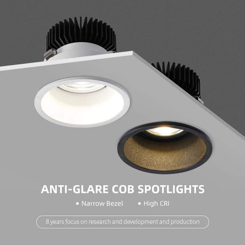 Downlight encastré Anti-éblouissement à intensité variable 7w 9w 12w 15w, projecteur Led rond de pla