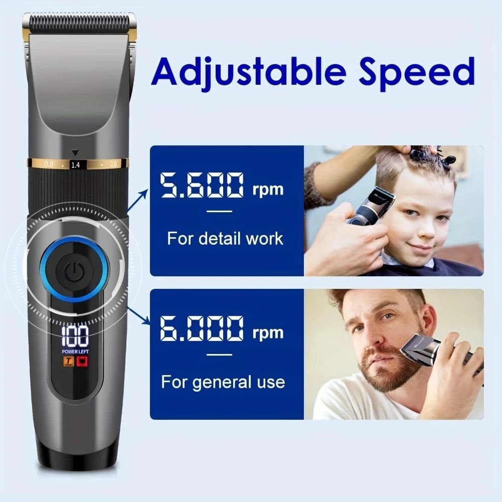 Tondeuse à cheveux professionnelle avec lame en céramique, affichage LED, machine à couper les cheve