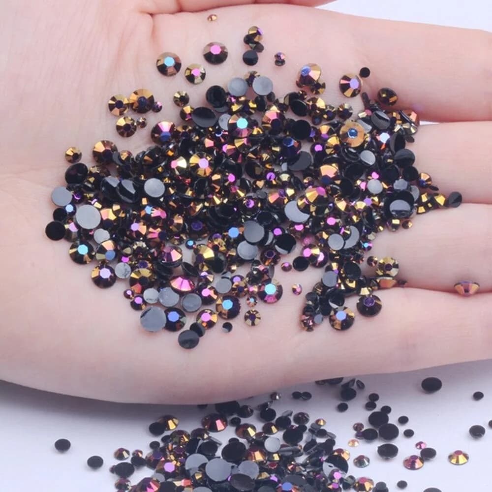 Strass en résine pour décorations de vêtements, gemmes d'ongles en cristal sans correctif, colle à d