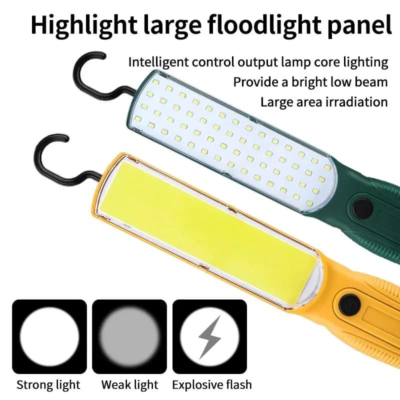 Torche LED COB, lampe de travail Portable pour réparation automobile, lanterne de Camping Rechargeab