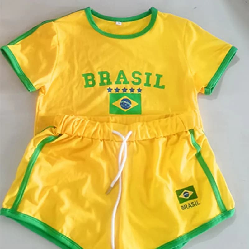 Vêtements d'été pour femmes, T-Shirt à manches courtes + Short à cordon de serrage, costume 2 pièces