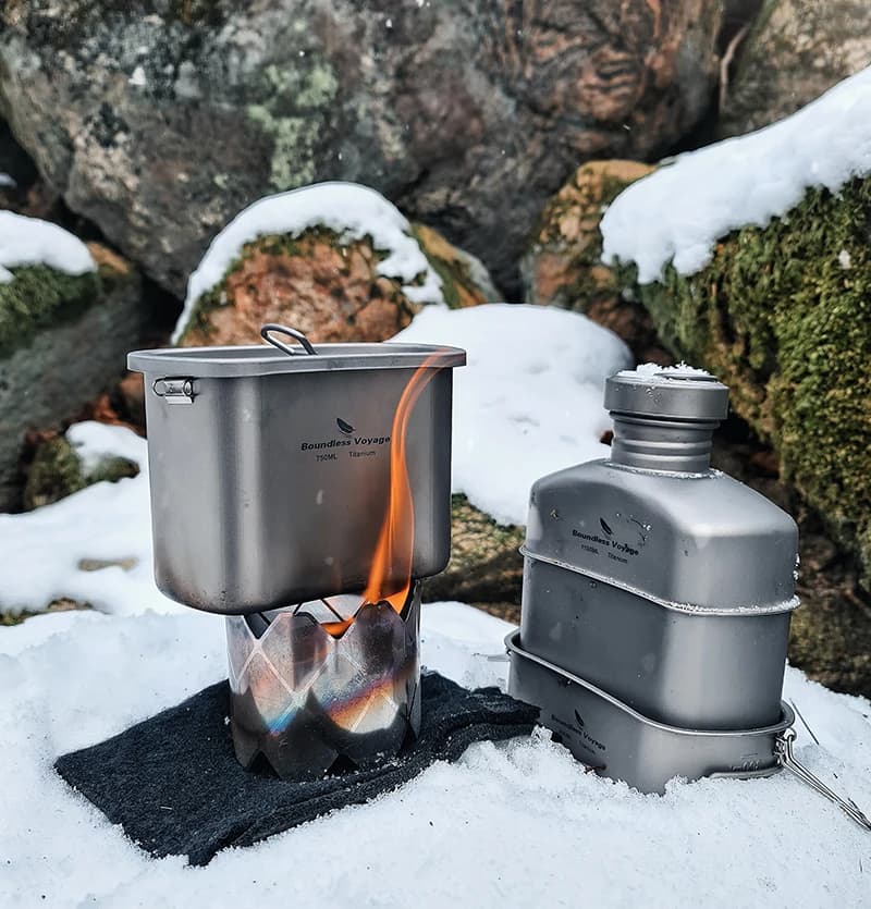 Boundless Voyage-Cantine militaire en titane, ensemble de cuisine standard, bouteille d'eau, bol, bo
