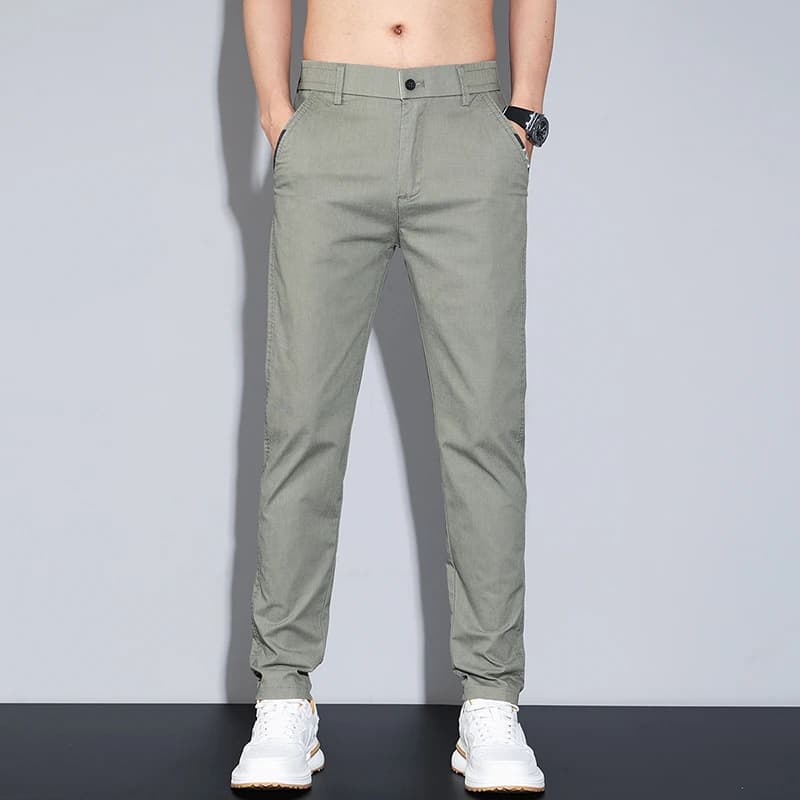 Pantalon Slim Décontracté de Haute Qualité pour Homme, Vêtement de Travail à Taille Moyenne, Broderi