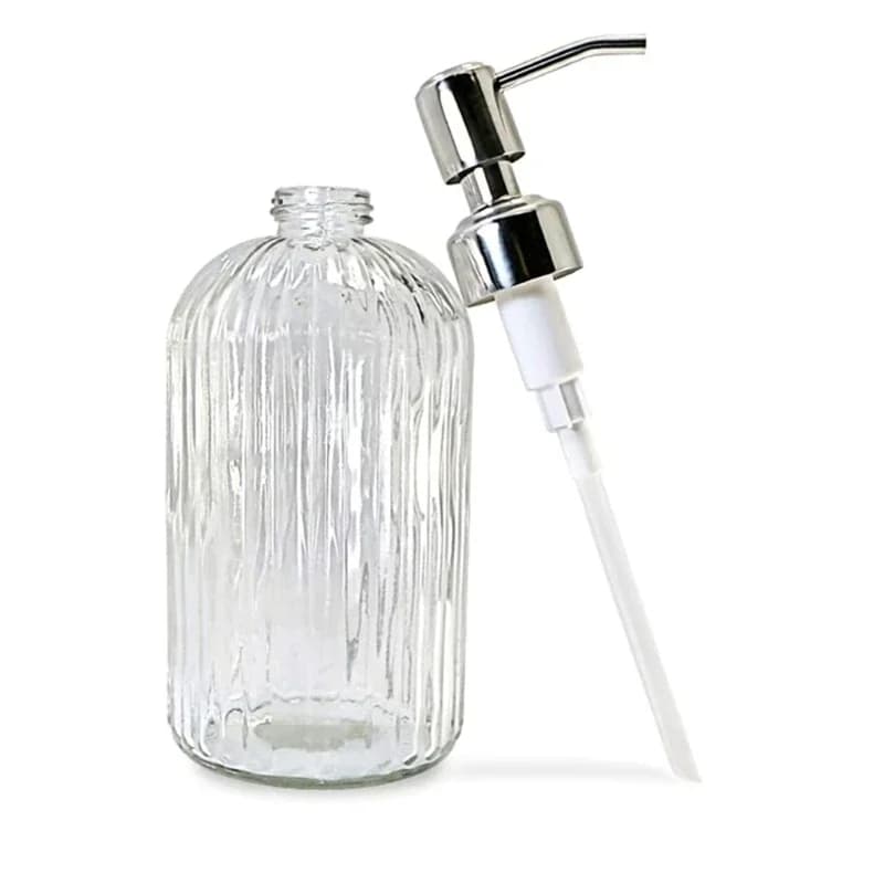 Flacon Distributeur de Savon Vide en Verre Rechargeable pour Salle de Bain, Cuisine, Savon Liquide, 