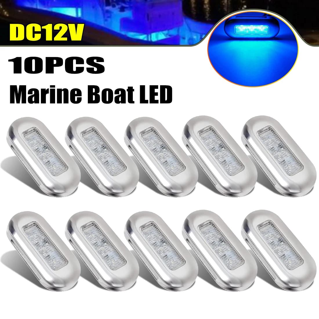 10 pièces 12V Yacht bateau marin encastré lentille transparente LED oblongue escalier pont lampe en 