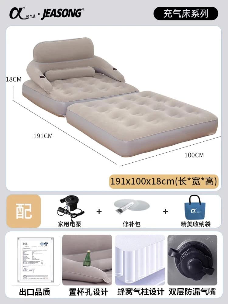 Canapé gonflable pliable et inclinable, lit à coussin d'air, matelas double pour la maison, camping 